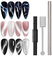 SILPECWEE 3pcs Cat Eye Magnet for Nails Double-Head Nail Magnet Design Tool Gel Nail Polish Magne...