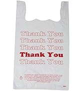 SSWBasics Premium Thank You T-Shirt Bags - 500 - Pack, 11 ½” x 6" x 21", 48mil HDPE Thickness - I...