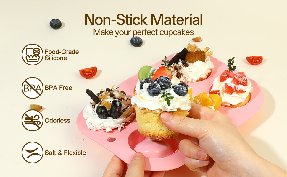 silicone muffin pan for baking regular size nonstick cupcake pan 6 cup muffin tin BPA free
