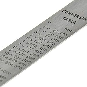 Conversion table on back of ruler
