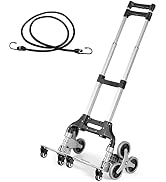 Safstar Foldable Transport Cart, Stair Climber Handcart w/ Adjustable Handle & Fixed Hook Rope, H...