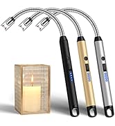 LcFun 3 Pack Electric Candle Lighter Windproof USB Rechargeable Plasma Lighter with LED Battery D...