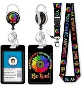 Giancomics Be Kind Lanyards for Id Badges, ID Badge Holder with Lanyard Badge Reel Retractable, F...
