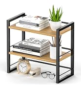 ART-GIFTREE Office Desk Shelf Organizer, Wood Desktop Bookshelf Supplies Storage Rack, Shelf for ...