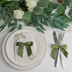moss green satin ribbon bows