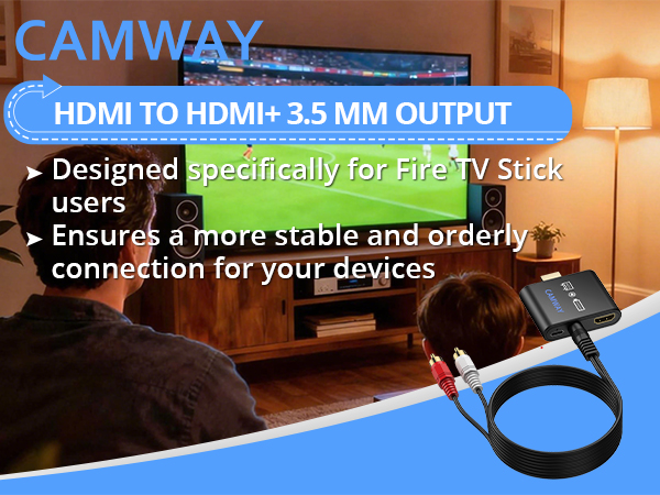 CAMWAY HDMI Audio Extractor,HDMI to HDMI and 3.5mm Audio