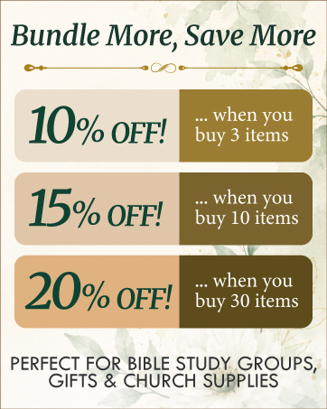 Christian bundle promo with 10%, 15%, and 20% off for Bible study groups, gifts, church supplies.