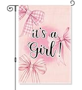 Gkodw It's a Girl boy Garden Flag, Birth Announcement Yard Sign for Outside, Cute Baby Shower Gif...