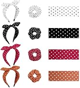 ZhouBoat 12 Pcs Polka Dot Headbands and Hair Scrunchies Retro Bow Knotted Wide Hairband Stretchy ...