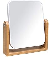 YEAKE Vanity Makeup Mirror with Natural Bamboo Stand,8 Inch 1X/3X Magnification Double Sided 360 ...