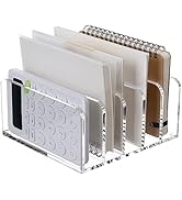 SANRUI Clear Desktop File Organizer, 5 Compartments Acrylic Office Document Sorter Mails Storage,...