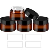 TUZAZO Thick Amber 1 oz Glass Jars with Lids & Inner Liners, 4 Pack Small Amber Glass Jar Travel ...