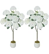 GTIDEA 2 Pcs Artificial Hydrangea Tree, 4 FT Artificial Plants Indoor Fake Silk Flowers Tree with...