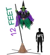 Halloween Decorations Outdoor - 12 Ft Animated Hovering Witch Animatronics | Halloween Animatroni...