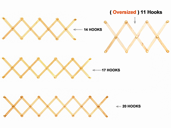 A vintage-colored coat rack with multi-hooks, the pegs is long and great for hanging baseball caps