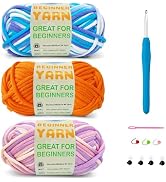 SIXLAMB 3 * 50g/1.76oz Yarn for Crocheting and Knitting, 3 * 60yds Beginner Yarn with Easy-to-See...