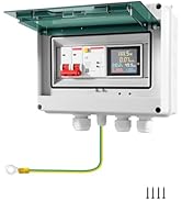 Power Meter & Safety Breaker Box with GFCI, Waterproof Enclosure, 110V 63A Electricity Usage Moni...