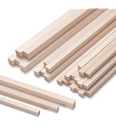 Balsa Wood Sticks for Crafts, Balsa Wood Strips 5/16 in+3/8 in+1/2 in, 25 PCS 12 inch Square Wood...