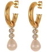 Elurent Gold Drop Dangle Earrings for Women, Elegant Pearl, Heart and Emerald Green Crystal Charm...