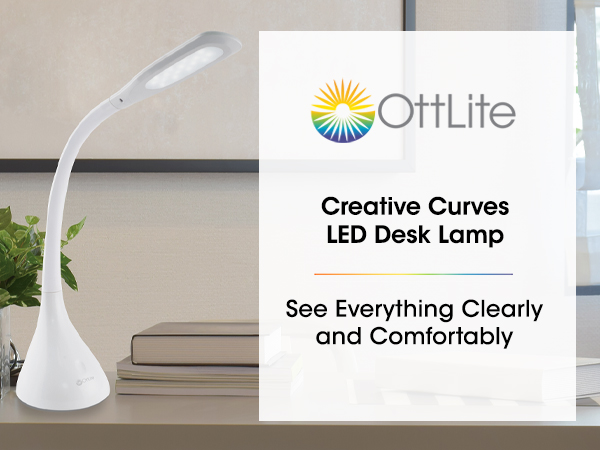 Creative Curves LED Desk Lamp Flexible Neck Brightness Levels Touch Sensitive Switch Table Light