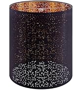 Wellmet Blackgold Drum Lampshades, Easy Assembly Required Replacement Lamp Shades, Fabric Lampsha...