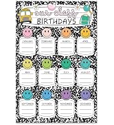 JarThenaAMCS Boho Happy Face Birthday Chart Poster Black White Colorful Smile Face Birthday Chart...