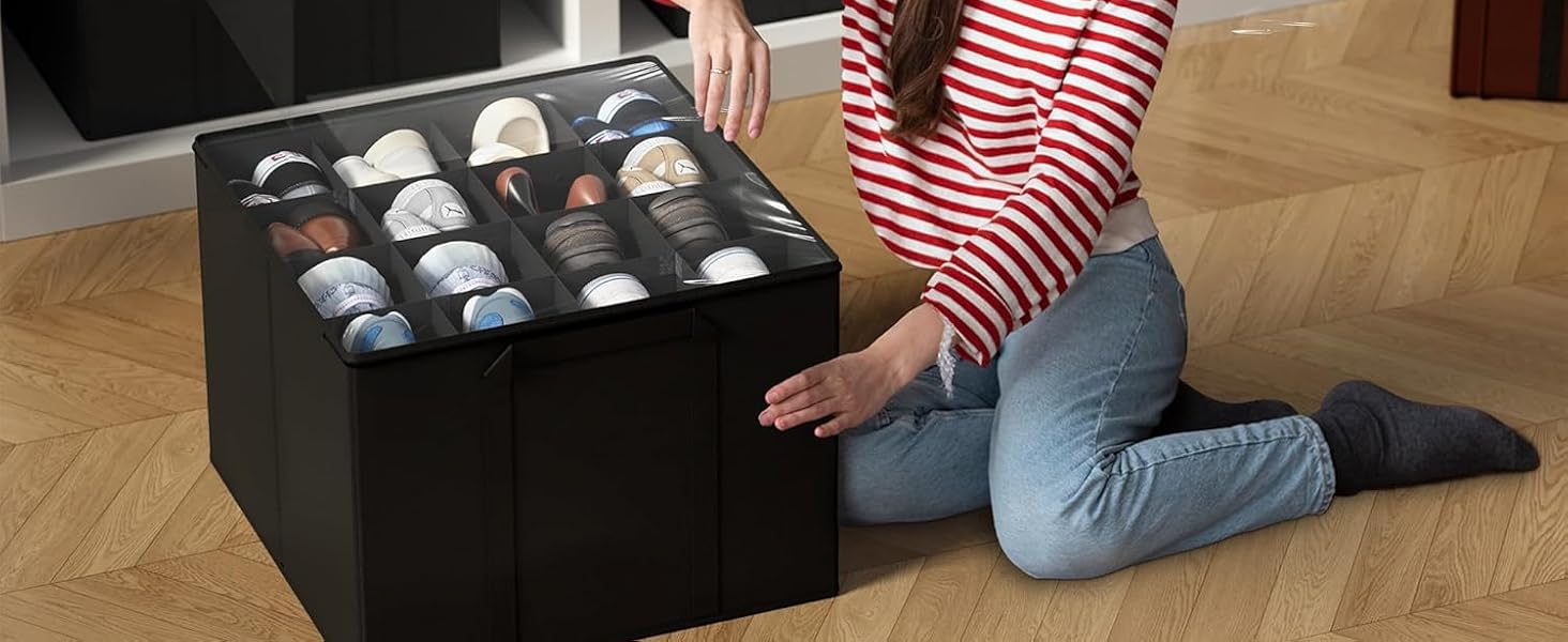 SUOCO 2 Pack Shoe Organizer for Closet, Fits up to 32 Pairs
