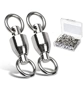 AMYSPORTS Ball Bearing Swivels Connector High Strength Stainless Steel Solid Welded Rings Barrel ...