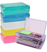 6 PCS Pencil Box,Double Layer Large Capacity Pencil Box,Hard Pencil Case with Snap-tight Lid, Pla...