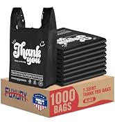 Fuxury 1000 Count Thank You Plastic Bags Black (11.5" x 6.5" x 21"), T-shirt, Grocery, Take Out, ...