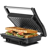 Panini Press Grill, Aigostar 1000W Sandwich Maker with Ceramic Non-stick Plates, Opens 180 Degree...