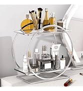 YIWANFW Perfume Organizer for Bedroom Dresser- Sliver Makeup Organizers for Vanity, 2 Tier Bathro...