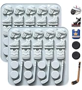 Hockey Sports Silicone Mold Set, Ice Skates Pucks and Sticks Design, 2-Pack Candy Chocolate Molds