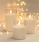 ANGELLOONG Glass Flameless Candles with Remote, Battery Operated Candles with Timer, Fake LED Fli...