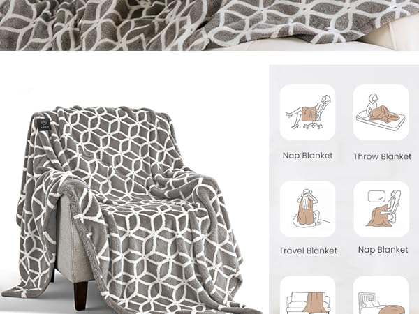 Electric Blanket with Built-in Button Controller 50"x60"