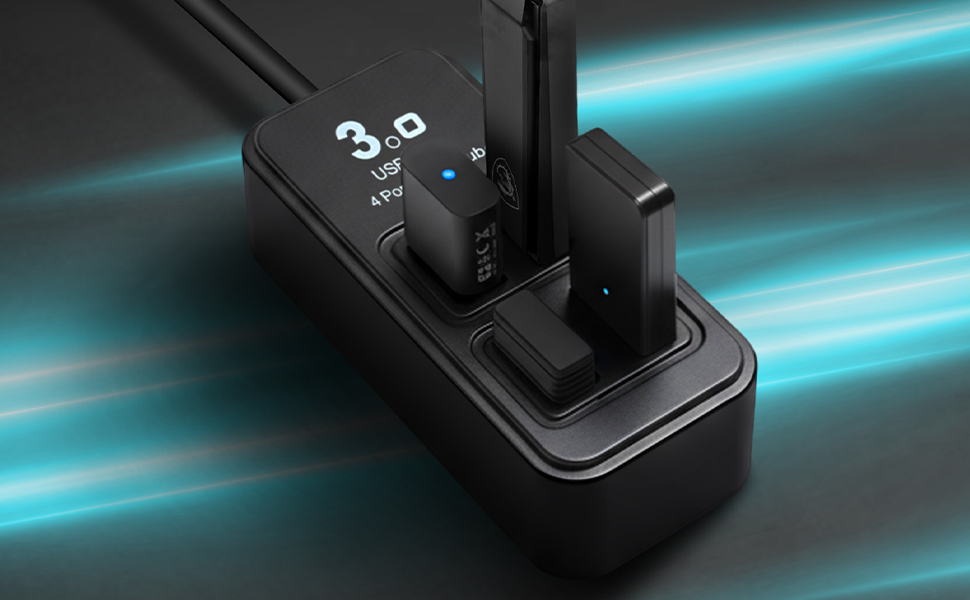 Powered Dongle USB 3.0 Hub for Gaming – Stable Connection & Lag-Free for Mouse, Keyboard