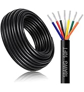 DEKIEVALE 18 Gauge 7 Conductor Electrical Wire, 10FT 18AWG Black PVC Stranded Tinned Copper 7 Wir...
