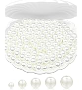 350PCS FIVEIZERO Pearl Beads for Crafts, 10mm White Craft Pearls, Glossy Loose Pearls with Holes ...