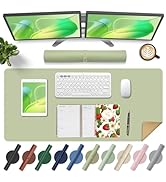 Large Desk Pad Mat 47.2" x 17", Office Desk Mat, Non-Slip PU Leather & Cork Desk Blotter for Keyb...