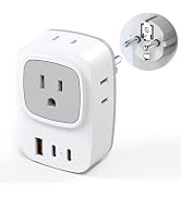European Travel E F Plug Adapter, International Power Adapter with 4 AC Outlets 3 USB Charging Po...