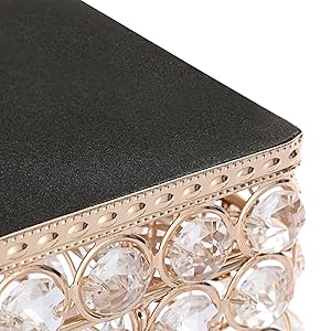 2 Tiers Crystal Business Card Holder Stand Gold Mirror Business Card Display Desktop Storage Holder