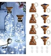 VOOKRY 8 Pack Solar Powered Wine Bottle Lights, 20 LED Waterproof Outdoor Solar Fairy String Cork...