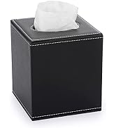 Sumnacon Square Leather Tissue Box Cover - Stylish Cube Tissue Box Holder with Magnetic Bottom, D...