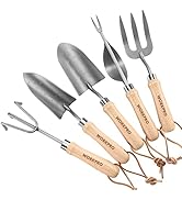 WORKPRO Garden Tool Set, 5 Piece Heavy Duty Steel Gardening Tools Kit with Wooden Handle, Include...