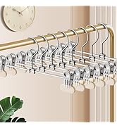 14Inch Pants Hangers with Wide Clips 30 Pack Adjustable Skirt Hangers for Women Non-Slip Clothes ...