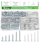 320Pcs Premium Hardware Nails & High Hardness Wood Screws Assortment Kit, 11 Sizes (1/2"-2"),Phil...