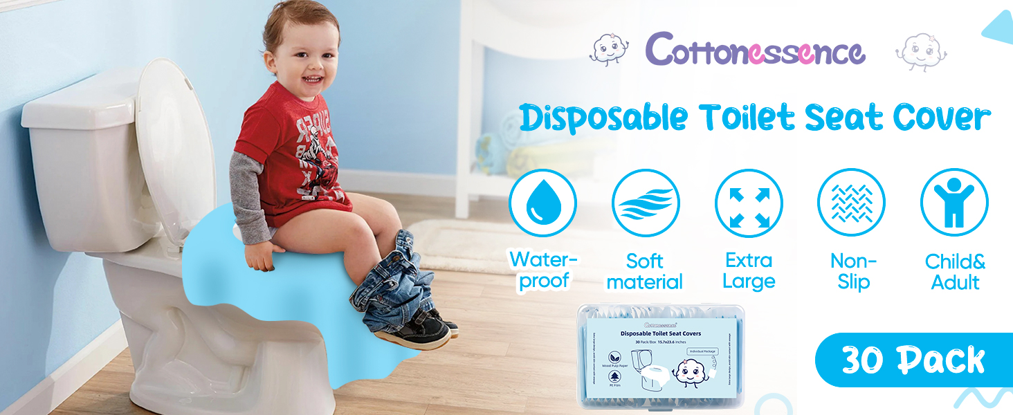 Cottonessence Disposable Toilet Seat Covers (30-Pack)