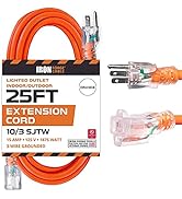 Iron Forge Cable Lighted Outdoor Extension Cord 25 Ft - 10 Gauge Heavy Duty Extension Cord, 15 AM...