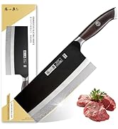 ZHANG XIAO QUAN Professional Meat Cleaver Knife Damascus Steel, Heavy Duty Kitchen Knife with Ult...