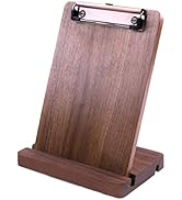 Handmade Walnut Wood Clipboard with Adjustable Base Set - Durable Thick Solid Wood Material, Smoo...